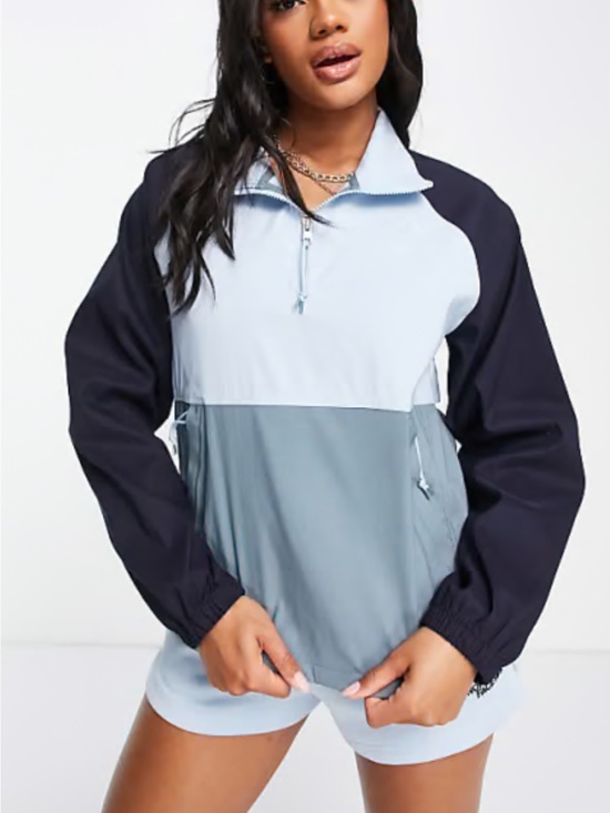 The North Face Jackets & Blazers - The North Face Light Blue, Slate & Navy Colorblock Half-Zip Bomber Jacket